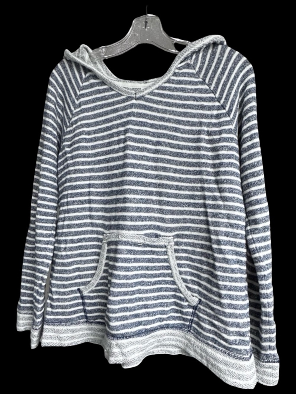 Old Navy Navy and White Striped Hooded Pullover